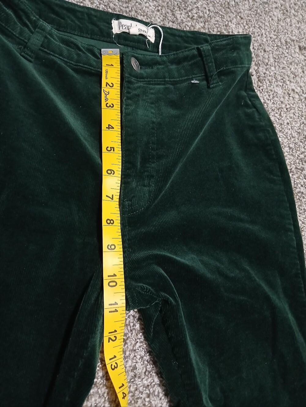 Dark Green Velvet Flared Women's Jeans Size M - Picture 7 of 11